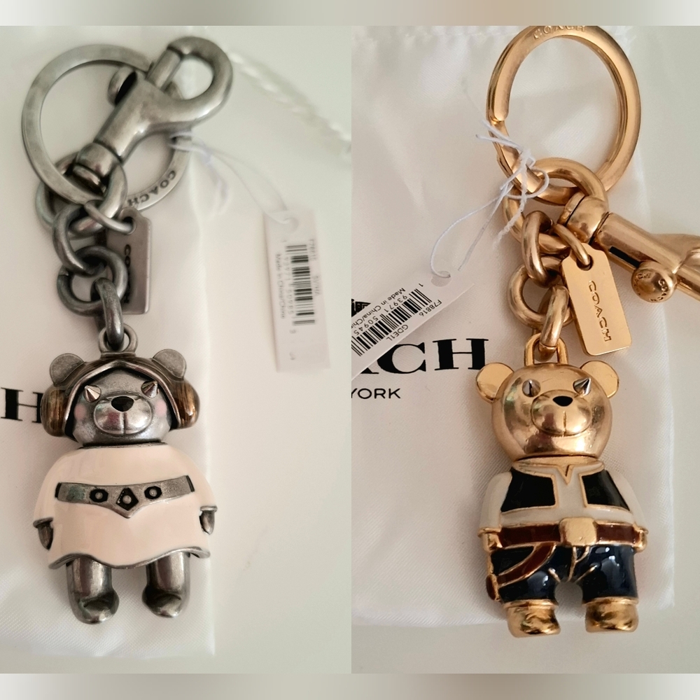 NWT✨️COACH X STAR WARS Han Solo& Princess Leia Bear Bag Charm Set LimitedEdition